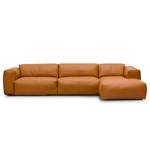 Ecksofa HUDSON 3-Sitzer mit Longchair Echtleder Neka: Cognac - Breite: 317 cm - Longchair davorstehend rechts