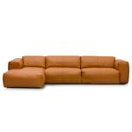 Divano angolare a 3 posti HUDSON Vera pelle Neka: color cognac - Larghezza: 317 cm - Longchair preimpostata a sinistra