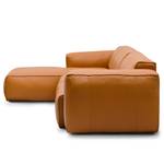 Hoekbank HUDSON 3-zits met chaise longue Echt leer Neka: Cognackleurig - Breedte: 317 cm - Longchair vooraanzicht links