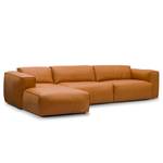 Divano angolare a 3 posti HUDSON Vera pelle Neka: color cognac - Larghezza: 317 cm - Longchair preimpostata a sinistra