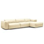 Ecksofa HUDSON 3-Sitzer mit Longchair Echtleder Neka: Creme - Breite: 317 cm - Longchair davorstehend rechts