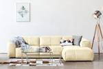 Ecksofa HUDSON 3-Sitzer mit Longchair Echtleder Neka: Creme - Breite: 317 cm - Longchair davorstehend rechts