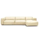 Divano angolare a 3 posti HUDSON Vera pelle Neka: color crema - Larghezza: 317 cm - Longchair preimpostata a destra