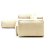 Ecksofa HUDSON 3-Sitzer mit Longchair Echtleder Neka: Creme - Breite: 317 cm - Longchair davorstehend links