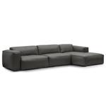 Ecksofa HUDSON 3-Sitzer mit Longchair Echtleder Neka: Grau - Breite: 317 cm - Longchair davorstehend rechts