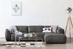 Ecksofa HUDSON 3-Sitzer mit Longchair Echtleder Neka: Grau - Breite: 317 cm - Longchair davorstehend rechts