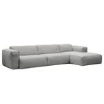 Ecksofa HUDSON 3-Sitzer mit Longchair Webstoff Anda II: Silber - Breite: 317 cm - Longchair davorstehend rechts