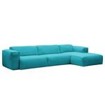 Ecksofa HUDSON 3-Sitzer mit Longchair Webstoff Anda II: Türkis - Breite: 328 cm - Longchair davorstehend rechts