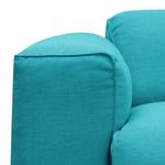 Hoekbank HUDSON 3-zits met chaise longue Geweven stof Anda II: Turquoise - Breedte: 328 cm - Longchair vooraanzicht rechts