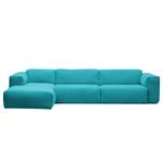 Ecksofa HUDSON 3-Sitzer mit Longchair Webstoff Anda II: Türkis - Breite: 328 cm - Longchair davorstehend links