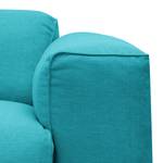 Hoekbank HUDSON 3-zits met chaise longue Geweven stof Anda II: Turquoise - Breedte: 328 cm - Longchair vooraanzicht links