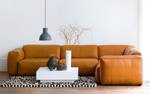 Ecksofa HUDSON mit Rundecke Echtleder Neka: Cognac - Ecke davorstehend rechts