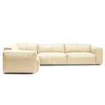 Ecksofa HUDSON mit Rundecke Echtleder Neka: Creme - Ecke davorstehend links