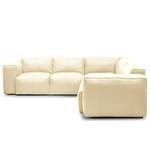 Ecksofa HUDSON mit Rundecke Echtleder Neka: Creme - Ecke davorstehend links