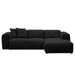 Ecksofa HUDSON 3-Sitzer mit Longchair Webstoff Saia: Anthrazit - Breite: 251 cm - Longchair davorstehend rechts