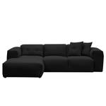 Ecksofa HUDSON 3-Sitzer mit Longchair Webstoff Saia: Anthrazit - Breite: 251 cm - Longchair davorstehend links