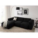 Ecksofa HUDSON 3-Sitzer mit Longchair Webstoff Saia: Anthrazit - Breite: 251 cm - Longchair davorstehend links