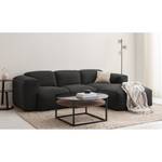 Ecksofa HUDSON 3-Sitzer mit Longchair Webstoff Milan: Anthrazit - Breite: 251 cm - Longchair davorstehend rechts