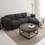 Ecksofa HUDSON 3-Sitzer mit Longchair Webstoff Milan: Anthrazit - Breite: 251 cm - Longchair davorstehend rechts