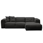 Ecksofa HUDSON 3-Sitzer mit Longchair Webstoff Milan: Anthrazit - Breite: 251 cm - Longchair davorstehend rechts