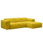 Ecksofa HUDSON 3-Sitzer mit Longchair Webstoff Milan: Gelb - Breite: 251 cm - Longchair davorstehend rechts