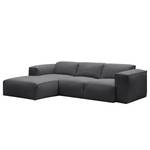 Hoekbank HUDSON 3-zits met chaise longue Geweven stof Anda II: Grijs - Breedte: 251 cm - Longchair vooraanzicht links