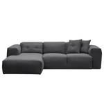 Ecksofa HUDSON 3-Sitzer mit Longchair Webstoff Anda II: Grau - Breite: 251 cm - Longchair davorstehend links