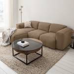 Ecksofa HUDSON 3-Sitzer mit Longchair Webstoff Milan: Grau-Braun - Breite: 251 cm - Longchair davorstehend links