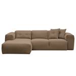 Ecksofa HUDSON 3-Sitzer mit Longchair Webstoff Milan: Grau-Braun - Breite: 251 cm - Longchair davorstehend links