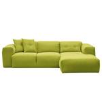 Hoekbank HUDSON 3-zits met chaise longue Geweven stof Anda II: Groen - Breedte: 251 cm - Longchair vooraanzicht rechts