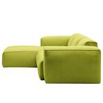 Hoekbank HUDSON 3-zits met chaise longue Geweven stof Anda II: Groen - Breedte: 251 cm - Longchair vooraanzicht links