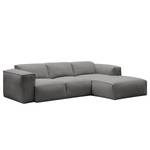 Hoekbank HUDSON 3-zits met chaise longue Geweven stof Milan: Lichtgrijs - Breedte: 251 cm - Longchair vooraanzicht rechts