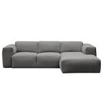 Ecksofa HUDSON 3-Sitzer mit Longchair Webstoff Milan: Hellgrau - Breite: 251 cm - Longchair davorstehend rechts