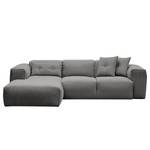 Ecksofa HUDSON 3-Sitzer mit Longchair Webstoff Milan: Hellgrau - Breite: 251 cm - Longchair davorstehend links