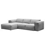 Hoekbank HUDSON 3-zits met chaise longue Geweven stof Saia: Lichtgrijs - Breedte: 251 cm - Longchair vooraanzicht links