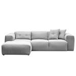 Hoekbank HUDSON 3-zits met chaise longue Geweven stof Saia: Lichtgrijs - Breedte: 251 cm - Longchair vooraanzicht links