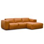 Divano angolare a 3 posti HUDSON Vera pelle Neka: color cognac - Larghezza: 251 cm - Longchair preimpostata a destra