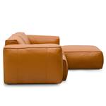 Hoekbank HUDSON 3-zits met chaise longue Echt leer Neka: Cognackleurig - Breedte: 251 cm - Longchair vooraanzicht rechts