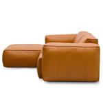 Hoekbank HUDSON 3-zits met chaise longue Echt leer Neka: Cognackleurig - Breedte: 251 cm - Longchair vooraanzicht links