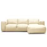 Ecksofa HUDSON 3-Sitzer mit Longchair Echtleder Neka: Creme - Breite: 251 cm - Longchair davorstehend rechts