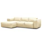 Ecksofa HUDSON 3-Sitzer mit Longchair Echtleder Neka: Creme - Breite: 251 cm - Longchair davorstehend links