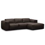 Ecksofa HUDSON 3-Sitzer mit Longchair Echtleder Neka: Dunkelbraun - Breite: 251 cm - Longchair davorstehend rechts