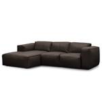 Ecksofa HUDSON 3-Sitzer mit Longchair Echtleder Neka: Dunkelbraun - Breite: 251 cm - Longchair davorstehend links