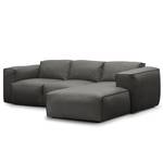 Ecksofa HUDSON 3-Sitzer mit Longchair Echtleder Neka: Grau - Breite: 251 cm - Longchair davorstehend rechts