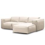 Hoekbank HUDSON 3-zits met chaise longue Echt leer Neka: Lichtgrijs - Breedte: 251 cm - Longchair vooraanzicht rechts