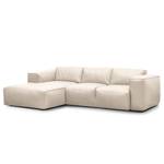 Ecksofa HUDSON 3-Sitzer mit Longchair Echtleder Neka: Hellgrau - Breite: 251 cm - Longchair davorstehend links