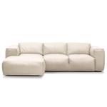 Hoekbank HUDSON 3-zits met chaise longue Echt leer Neka: Lichtgrijs - Breedte: 251 cm - Longchair vooraanzicht links