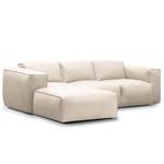 Ecksofa HUDSON 3-Sitzer mit Longchair Echtleder Neka: Hellgrau - Breite: 251 cm - Longchair davorstehend links