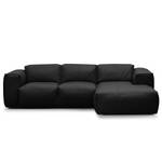 Ecksofa HUDSON 3-Sitzer mit Longchair Echtleder Neka: Schwarz - Breite: 251 cm - Longchair davorstehend rechts