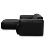 Ecksofa HUDSON 3-Sitzer mit Longchair Echtleder Neka: Schwarz - Breite: 251 cm - Longchair davorstehend links